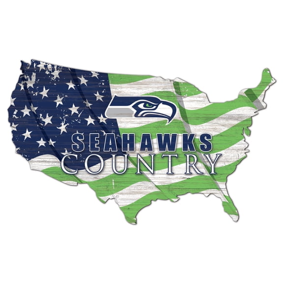 Seattle Seahawks USA Flag Cutout Sign