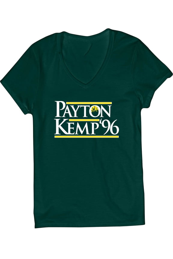 Seattle Shawn Kemp Gary Payton 1996 LADIES V-NECK Shirt T-Shirt