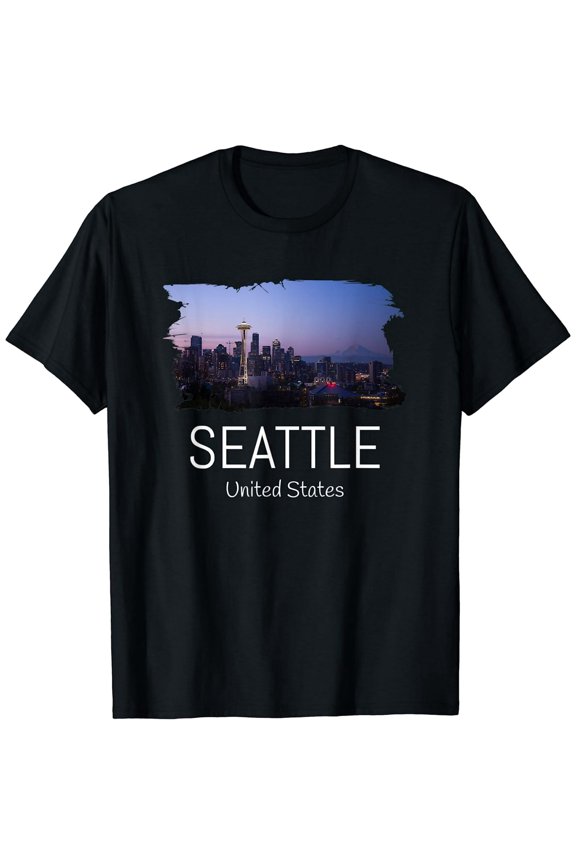 Seattle Skyline Gift Cool Souvenir Seattle Washington T-Shirt