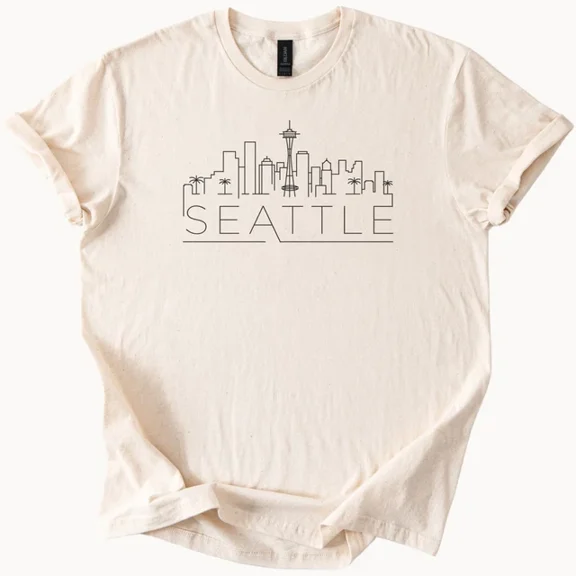 Seattle Skyline Graphic Shirt Minimal Line Art Space Needle Cityscape Tee Size S-5Xl Heygategoo Tee