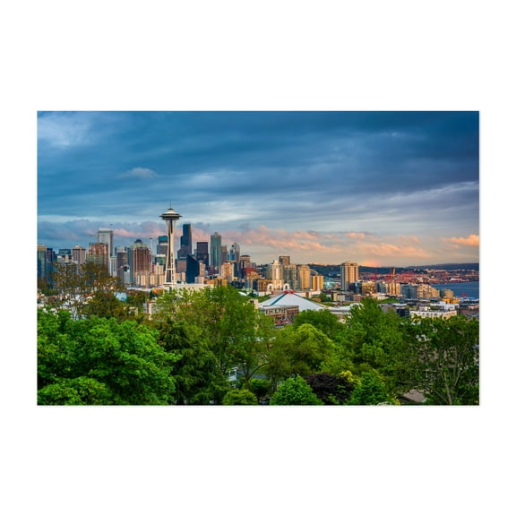 Seattle Skyline from Kerry Park 02 - Seattle Washington Photography Skyline City Architecture Landscape Travel Poster Harbor Scenic Unframed Wall Art Print 4 x 6 inches