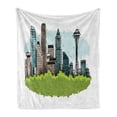 thumbnail image 1 of Seattle Skyline Soft Flannel Fleece Throw Blanket, Cartoon of Downtown of the City of Seattle Sketchy Cityscape Skyscrapers, Cozy Plush for Indoor and Outdoor Use, 60" x 80", Multicolor, by Ambesonne, 1 of 6