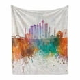 thumbnail image 1 of Seattle Skyline Soft Flannel Fleece Throw Blanket, Seattle Skyline in Watercolor Effect Colorful Paint Splatters, Cozy Plush for Indoor and Outdoor Use, 50" x 70", Multicolor, by Ambesonne, 1 of 6