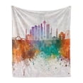 thumbnail image 1 of Seattle Skyline Soft Flannel Fleece Throw Blanket, Seattle Skyline in Watercolor Effect Colorful Paint Splatters, Cozy Plush for Indoor and Outdoor Use, 70" x 90", Multicolor, by Ambesonne, 1 of 6