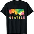 thumbnail image 1 of Seattle Skyline Watercolor - Washington USA Souvenir Gift T-Shirt, 1 of 3