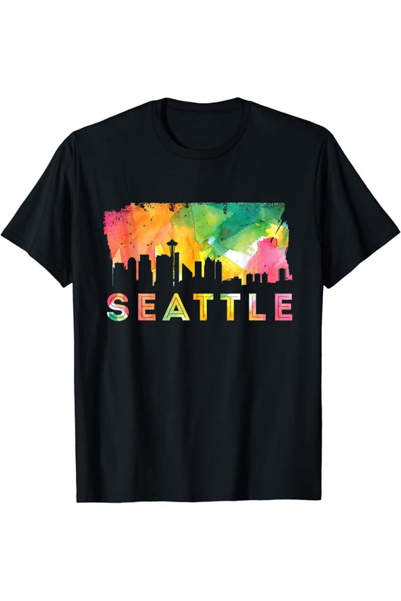 Seattle Skyline Watercolor - Washington USA Souvenir Gift T-Shirt
