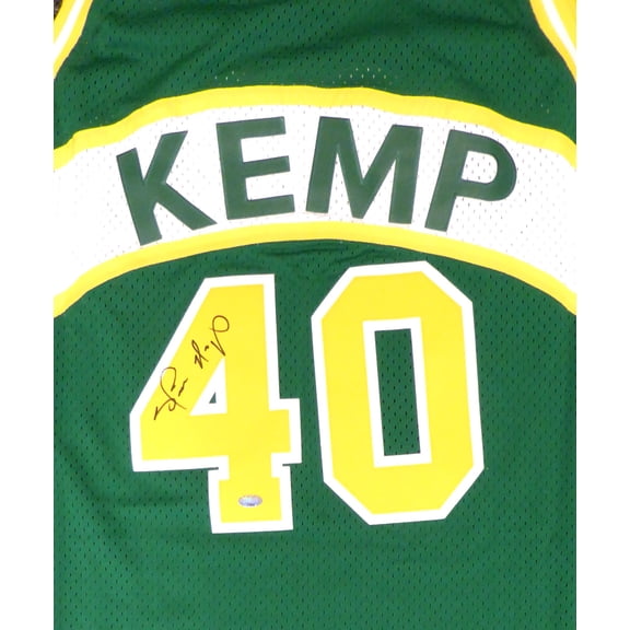 Seattle Sonics Shawn Kemp Autographed Green Adidas Hardwood Classics Jersey Size XL MCS Holo 125204