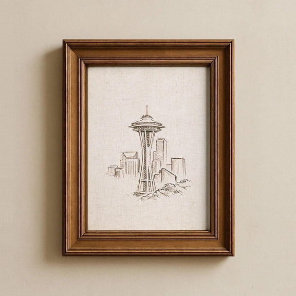 Seattle Space Needle Minimal Architecture Wall Decor Unframed Paper Print