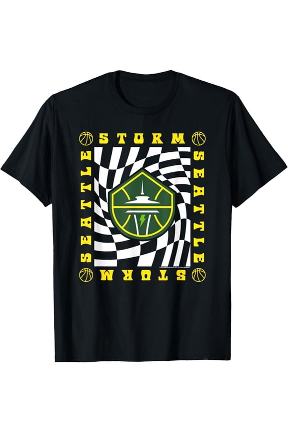 Seattle Storm Retro Wavy Checkerboard T-Shirt