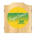 thumbnail image 1 of Seattle Super Sonics Hardwood Classics Dart Board Cabinet Set with 6 Steel Tip Darts, 1 of 7