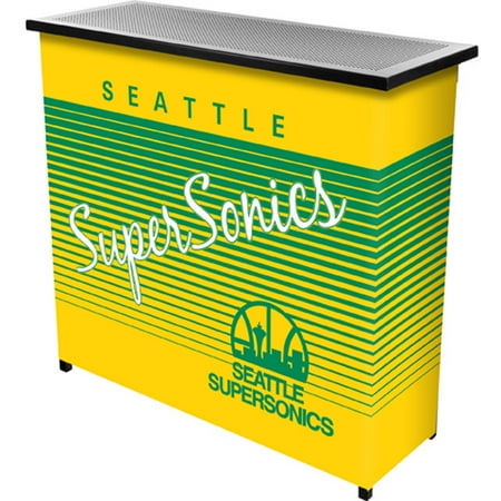 Seattle Super Sonics NBA Hardwood Classics Portable Bar, Pop-Up Drink Station Patio, Garage or Man Cave Accessories - Green, Yellow, White