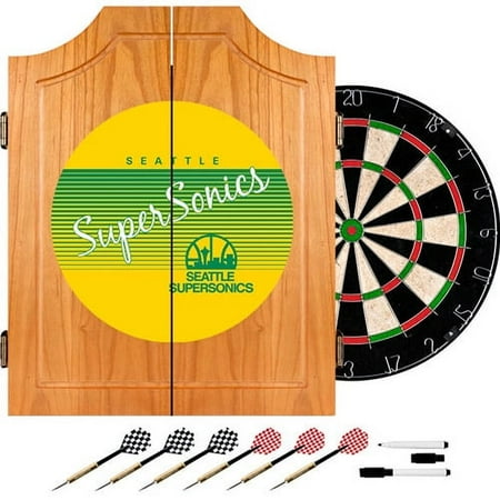 Seattle SuperSonics NBA Hardwood Classics Dart Cabinet Set with Darts and Board - Green, Yellow, White