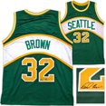 thumbnail image 1 of Seattle Supersonics Downtown Fred Brown Autographed Green Jersey MCS Holo Stock #256702, 1 of 3