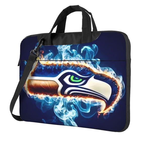 Seattle Team Customized Ultra-Thin Portable Single-Shoulder Laptop Bag 14in/15.6in Shockproof Soft Lining Double Zipper Computer Bag Three-Layer Storage Space