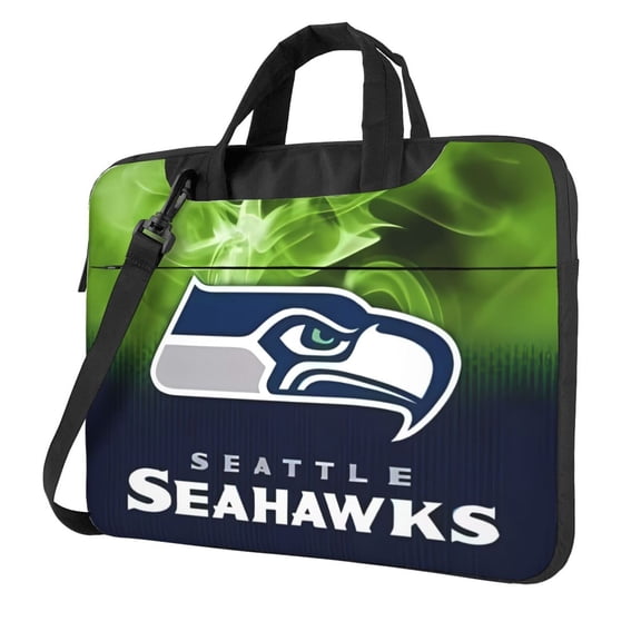 Seattle Team Customized Ultra-Thin Portable Single-Shoulder Laptop Bag 14in/15.6in Shockproof Soft Lining Double Zipper Computer Bag Three-Layer Storage Space