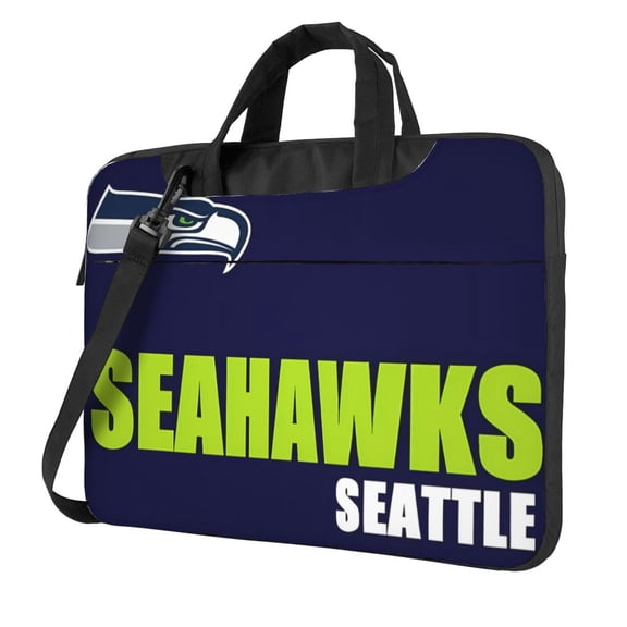 Seattle Team Customized Ultra-Thin Portable Single-Shoulder Laptop Bag 14in/15.6in Shockproof Soft Lining Double Zipper Computer Bag Three-Layer Storage Space