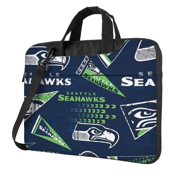 Seattle Team Customized Ultra-Thin Portable Single-Shoulder Laptop Bag 14in/15.6in Shockproof Soft Lining Double Zipper Computer Bag Three-Layer Storage Space