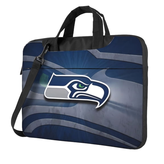 Seattle Team Customized Ultra-Thin Portable Single-Shoulder Laptop Bag 14in/15.6in Shockproof Soft Lining Double Zipper Computer Bag Three-Layer Storage Space