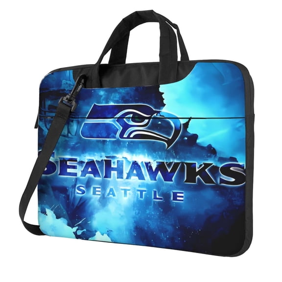 Seattle Team Customized Ultra-Thin Portable Single-Shoulder Laptop Bag 14in/15.6in Shockproof Soft Lining Double Zipper Computer Bag Three-Layer Storage Space