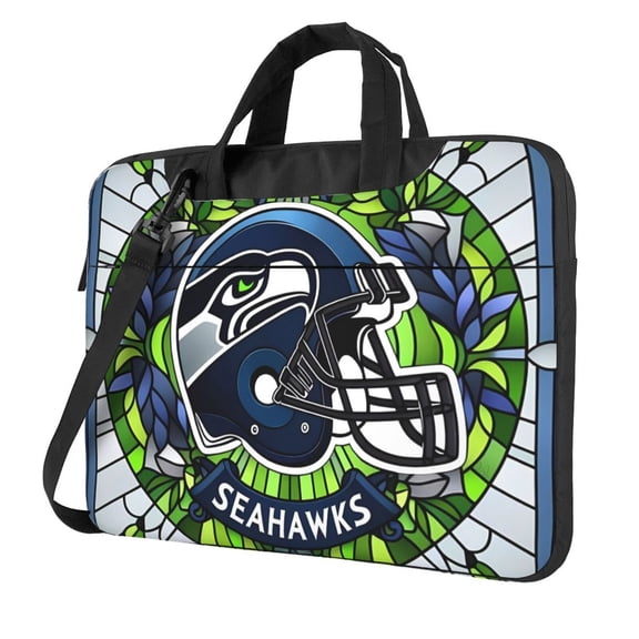 Seattle Team Customized Ultra-Thin Portable Single-Shoulder Laptop Bag 14in/15.6in Shockproof Soft Lining Double Zipper Computer Bag Three-Layer Storage Space