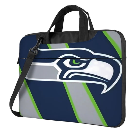 Seattle Team Customized Ultra-Thin Portable Single-Shoulder Laptop Bag 14in/15.6in Shockproof Soft Lining Double Zipper Computer Bag Three-Layer Storage Space