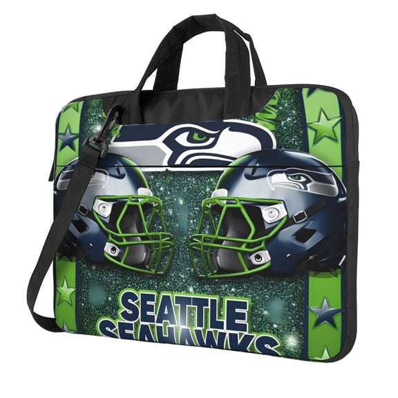 Seattle Team Customized Ultra-Thin Portable Single-Shoulder Laptop Bag 14in/15.6in Shockproof Soft Lining Double Zipper Computer Bag Three-Layer Storage Space