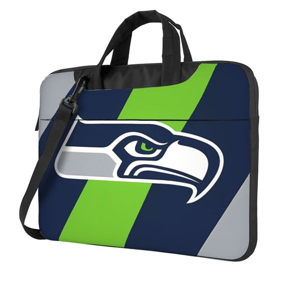 Seattle Team Customized Ultra-Thin Portable Single-Shoulder Laptop Bag 14in/15.6in Shockproof Soft Lining Double Zipper Computer Bag Three-Layer Storage Space