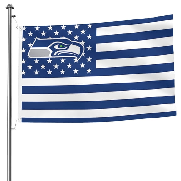 Seattle Team Double-Sided Flag 5x8ft, Garden Hanging Flag, Game Support Flag, American Football Fan Home Decoration Flag, Competition Victory Flag, Large Flag