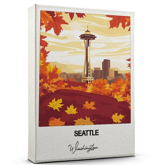 Seattle Travel Poster Canvas Washington Canvas Unique Gift Idea for Home, Office, or Living Space