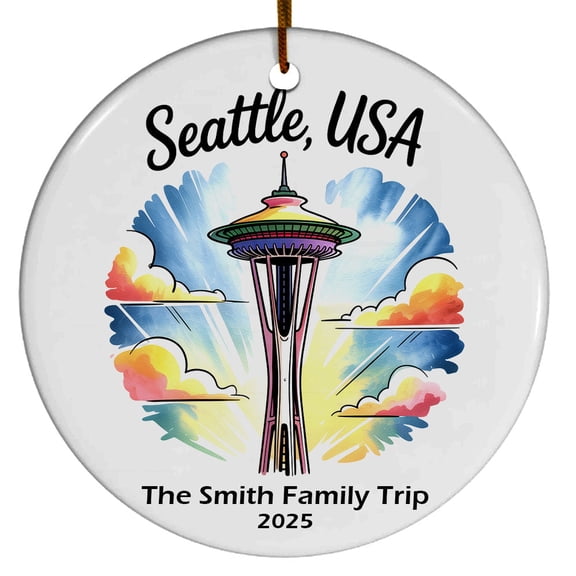 Seattle USA Space Needle Christmas Ornament, Collection of City Travel Souvenirs for Family and Friends, Christmas Tree Ornament City Travel, Trips of The Year, Christmas Ornament 2025