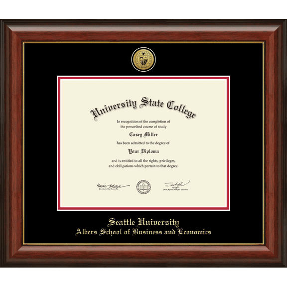 Seattle University Albers School of Business and Economics Diploma Frame, Document Size 11" x 8.5"
