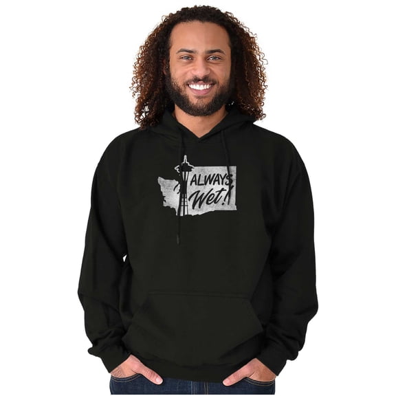 Seattle WA Space Needle Always Wet Hoodie Sweatshirt Women Men Brisco Brands L