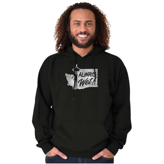 Seattle WA Space Needle Always Wet Hoodie Sweatshirt Women Men Brisco Brands M