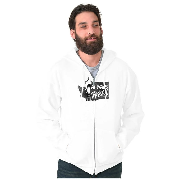 Seattle WA Space Needle Always Wet Zip Up Hoodie Men's Women's Brisco Brands X