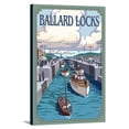 thumbnail image 1 of Seattle, Washington - Ballard Locks - Lantern Press Artwork (16x24 Gallery Wrapped Stretched Canvas), 1 of 4