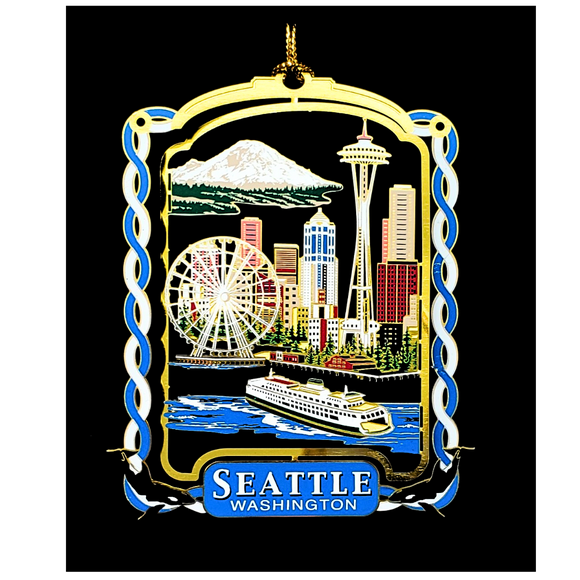 Seattle Washington City Skyline Christmas Ornament
