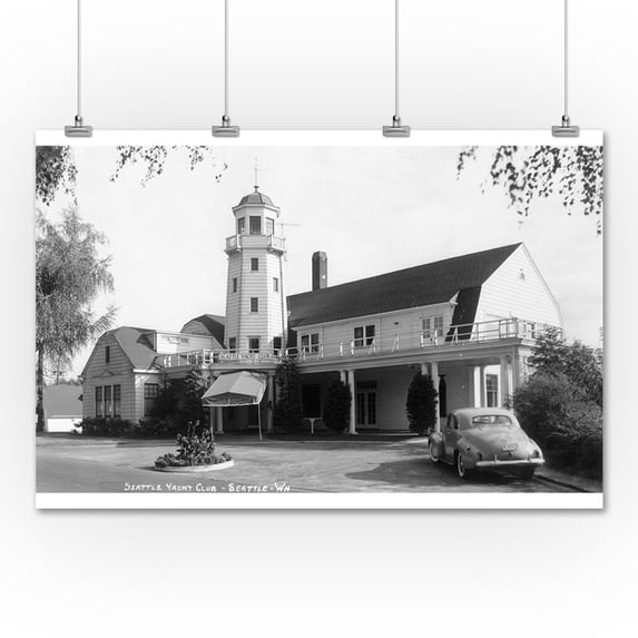 Seattle, Washington - Exterior View of Seattle Yacht Club (36x54 Giclee Gallery Print, Wall Decor Travel Poster)