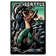 thumbnail image 1 of Seattle, Washington, Mermaid, Scratchboard Birch Wood Wall Sign (6x9 Rustic Home Decor, Ready to Hang Art), 1 of 5