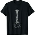 thumbnail image 1 of Seattle Washington Sketch Downtown Space Needle T-Shirt, 1 of 4