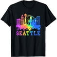 thumbnail image 1 of Seattle Washington Skyline Watercolor Souvenir Seattle T-Shirt, 1 of 6