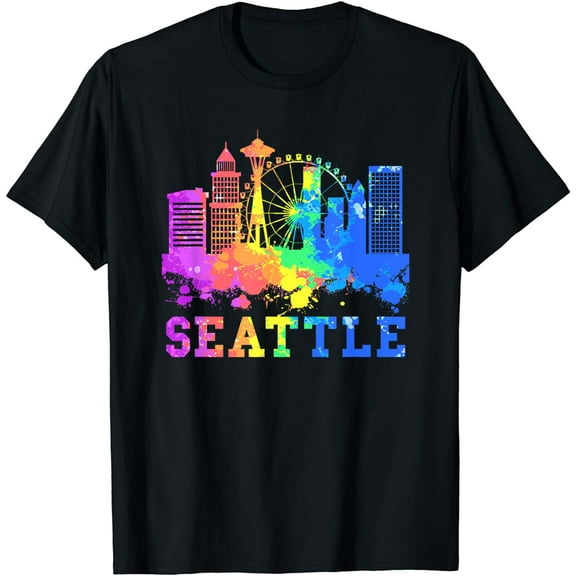 Seattle Washington Skyline Watercolor Souvenir Seattle T-Shirt