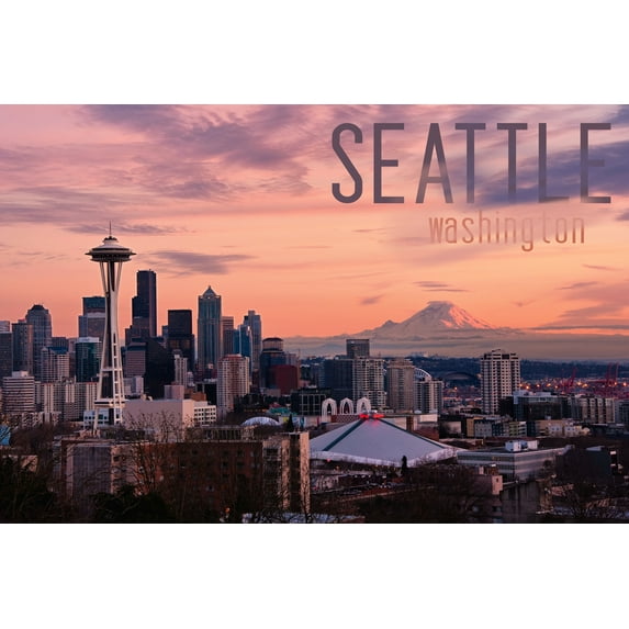 Seattle, Washington, Skyline at Twilight (12x18 Wall Art Poster, Room Decor)