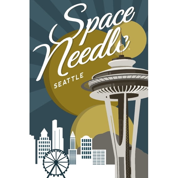 Seattle, Washington, Space Needle (36x54 Giclee Gallery Art Print, Vivid Textured Wall Decor)
