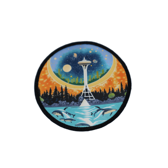 Seattle Washington Space Needle Themed Iron On Patch