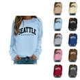thumbnail image 1 of Seattle Washington Sweatshirts for Women Long Sleeve Crewneck Graphic Sweatshirt Pullover Tops Fall Winter Outfits, 1 of 5