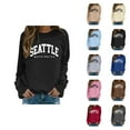 thumbnail image 1 of Seattle Washington Sweatshirts for Women Long Sleeve Crewneck Graphic Sweatshirt Pullover Tops Fall Winter Outfits, 1 of 5