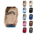 thumbnail image 1 of Seattle Washington Sweatshirts for Women Long Sleeve Crewneck Graphic Sweatshirt Pullover Tops Fall Winter Outfits, 1 of 5