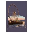 thumbnail image 1 of Seattle, Washington, The Great Wheel at Sunset, Contour Birch Wood Wall Sign (6x9 Rustic Home Decor, Ready to Hang Art), 1 of 5