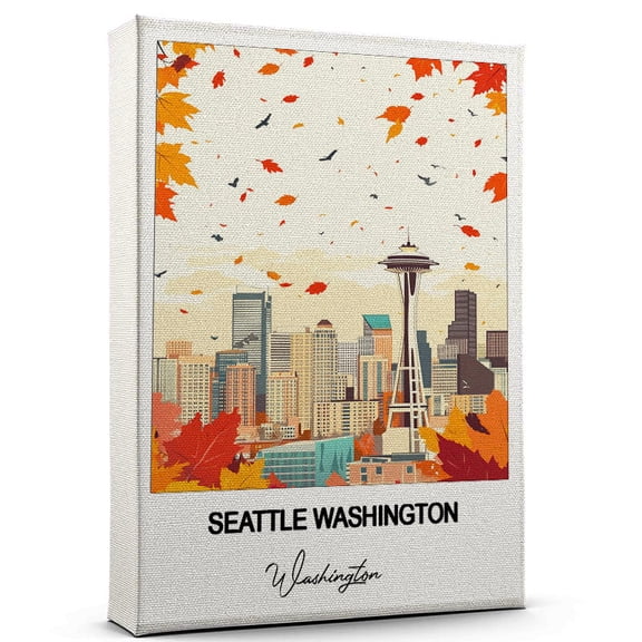 Seattle Washington Travel Art Canvas Modern Wall Art Inspired by Washington Canvas Great Gift for Travel Lovers Ready to Hang