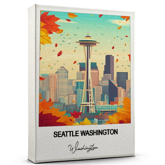 Seattle Washington Travel Poster Canvas Washington Canvas Unique Gift Idea for Home, Office, or Living Space